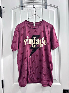 Code Five Star Print Tee Short Sleeve T-Shirt Purple Medium